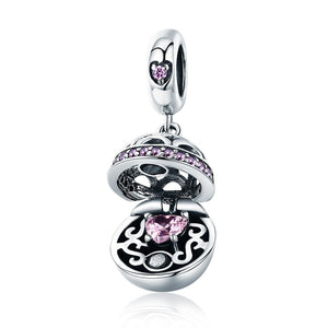 Pink Surprise Love Sterling Silver Bead Charm Bracelet Necklace