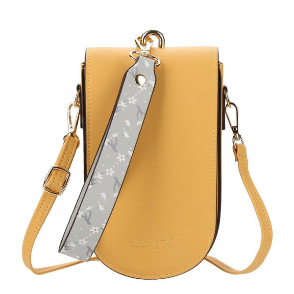 Faux PU Leather Crossbody Shoulder Bag Handbag Mobile Phone Multi Card Yellow