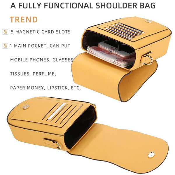 Faux PU Leather Crossbody Shoulder Bag Handbag Mobile Phone Multi Card Yellow