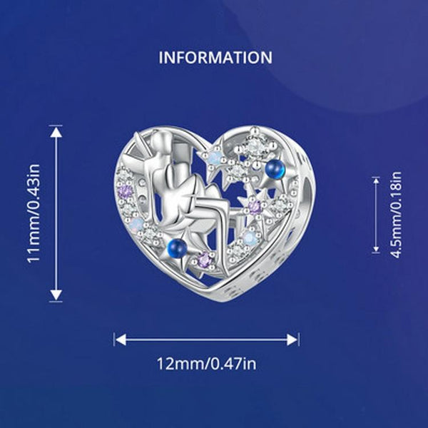 Elf Fairy Heart Platinum Plated Sterling Silver Crystal Zircon Bead Bracelet Necklace