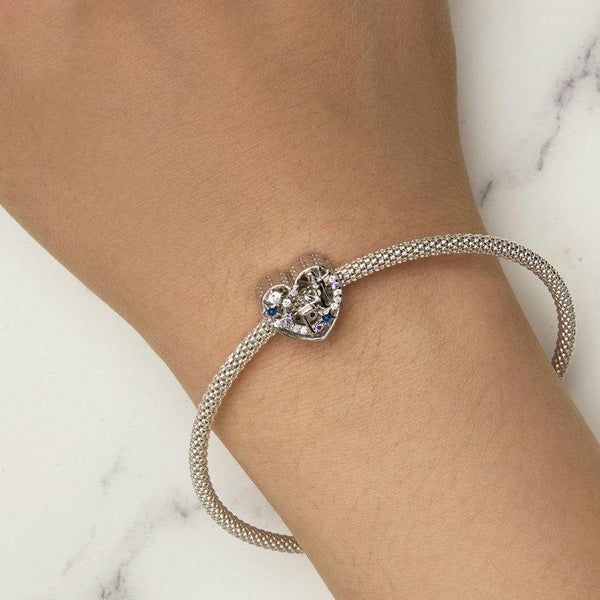 Elf Fairy Heart Platinum Plated Sterling Silver Crystal Zircon Bead Bracelet Necklace