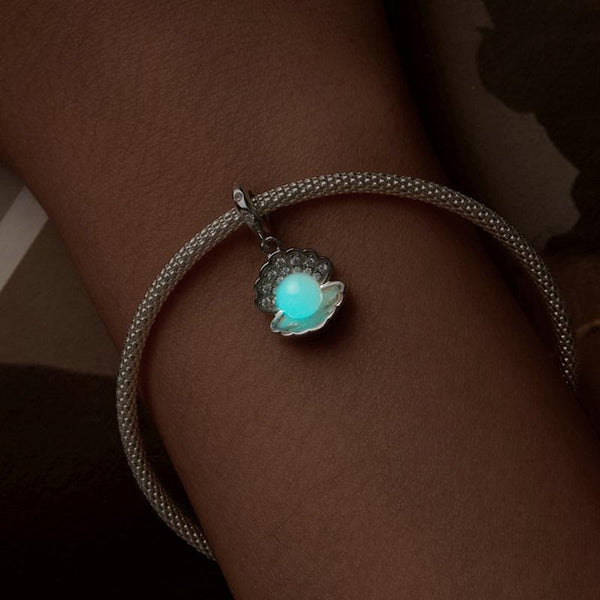 Seashell Pearl Sterling Silver Zircon CZ Bead Charm Bracelet Necklace Pendant
