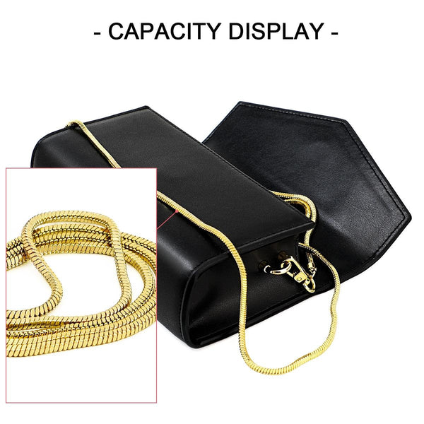 Cowhide Leather Crossbody Shoulder Clutch Bag Handbag Snake Chain Black