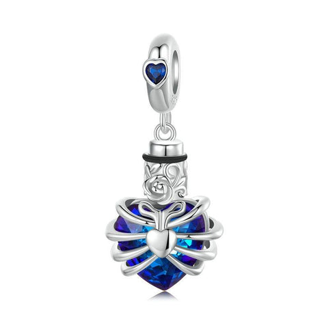 Memorial Heart Urn Ashes Sterling Silver Zircon CZ Bead Charm Bracelet Necklace