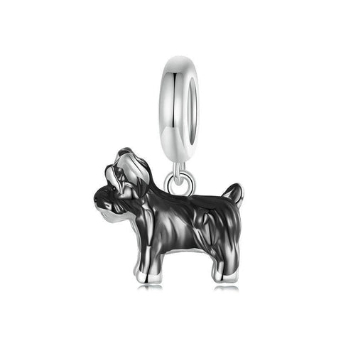 Schnauzer Enamel Sterling Silver Bead Charm Bracelet Necklace