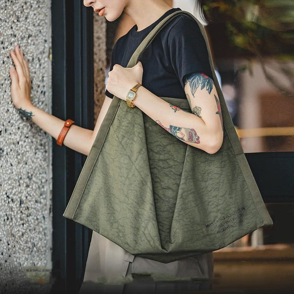 Waterproof Nylon Slouch Shoulder Bag Handbag Large Capacity Army Green
