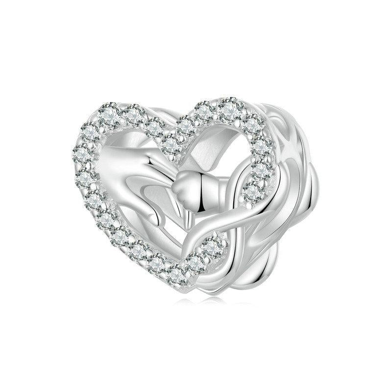 Infinite Mother's Love Sterling Silver Zircon CZ Bead Charm Bracelet Necklace