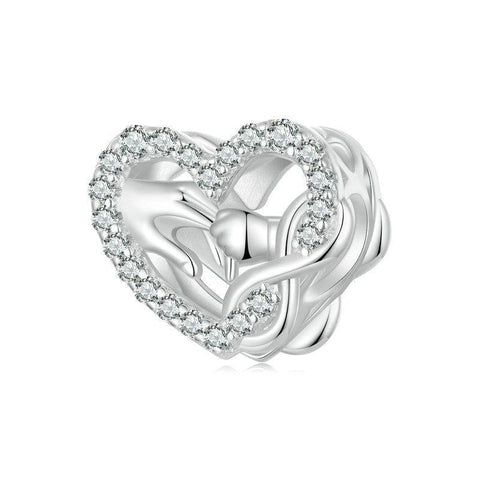 Infinite Mother's Love Sterling Silver Zircon CZ Bead Charm Bracelet Necklace