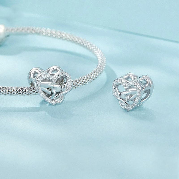 Infinite Mother's Love Sterling Silver Zircon CZ Bead Charm Bracelet Necklace