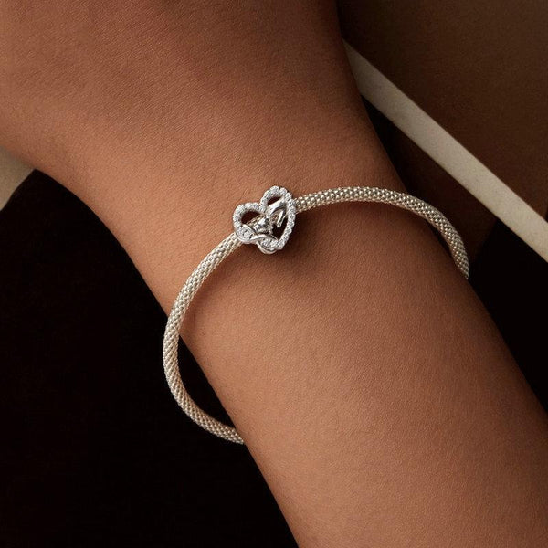 Infinite Mother's Love Sterling Silver Zircon CZ Bead Charm Bracelet Necklace