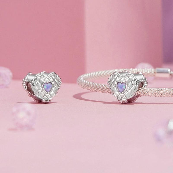 Love Heart Sterling Silver Synthetic Opal Bead Charm Bracelet Necklace