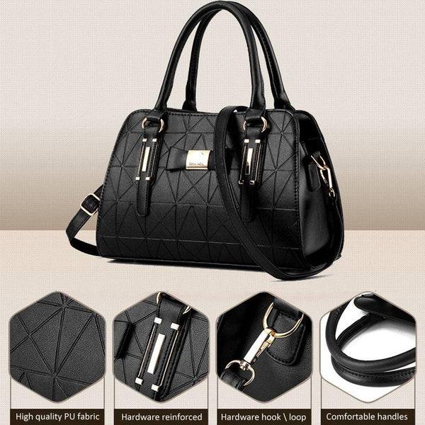 Faux PU Leather Embossed Bowknot Tote Shoulder Bag Handbag Off White