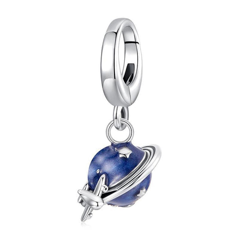 Globe Travel Aeropance Enamel Sterling Silver Bead Charm Bracelet Necklace