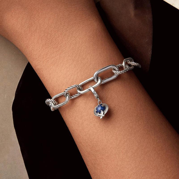 Globe Travel Aeropance Enamel Sterling Silver Bead Charm Bracelet Necklace