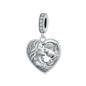 Mother's Love Sterling Silver CZ Bead Charm Bracelet Necklace Pendant