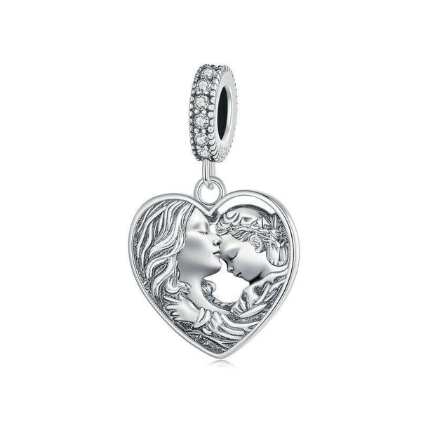 Mother's Love Sterling Silver CZ Bead Charm Bracelet Necklace Pendant