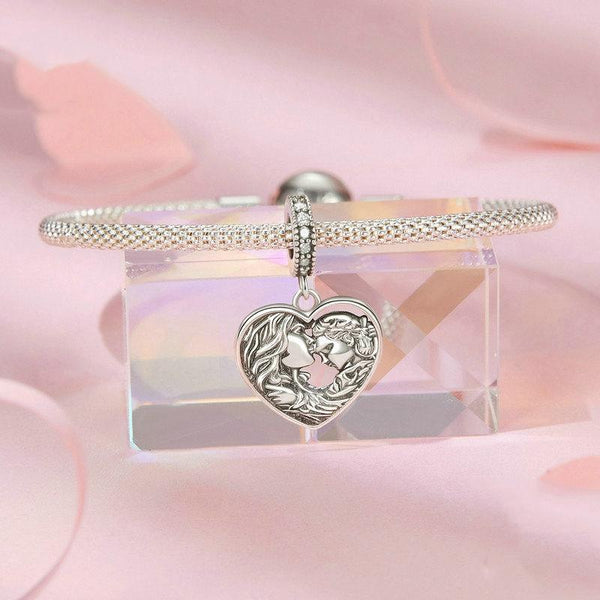 Mother's Love Sterling Silver CZ Bead Charm Bracelet Necklace Pendant