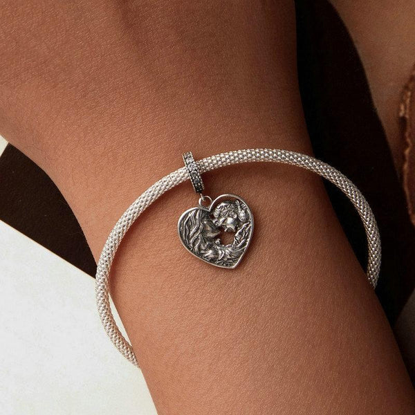Mother's Love Sterling Silver CZ Bead Charm Bracelet Necklace Pendant