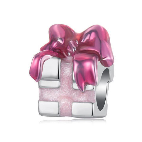 Pink Present Gift Enamel Sterling Silver Bead Charm Bracelet Necklace