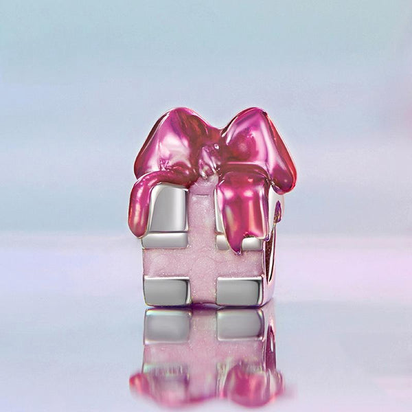 Pink Present Gift Enamel Sterling Silver Bead Charm Bracelet Necklace