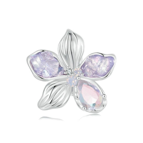 Flower Crystal Sterling Silver Bead Charm Bracelet Necklace Pendant