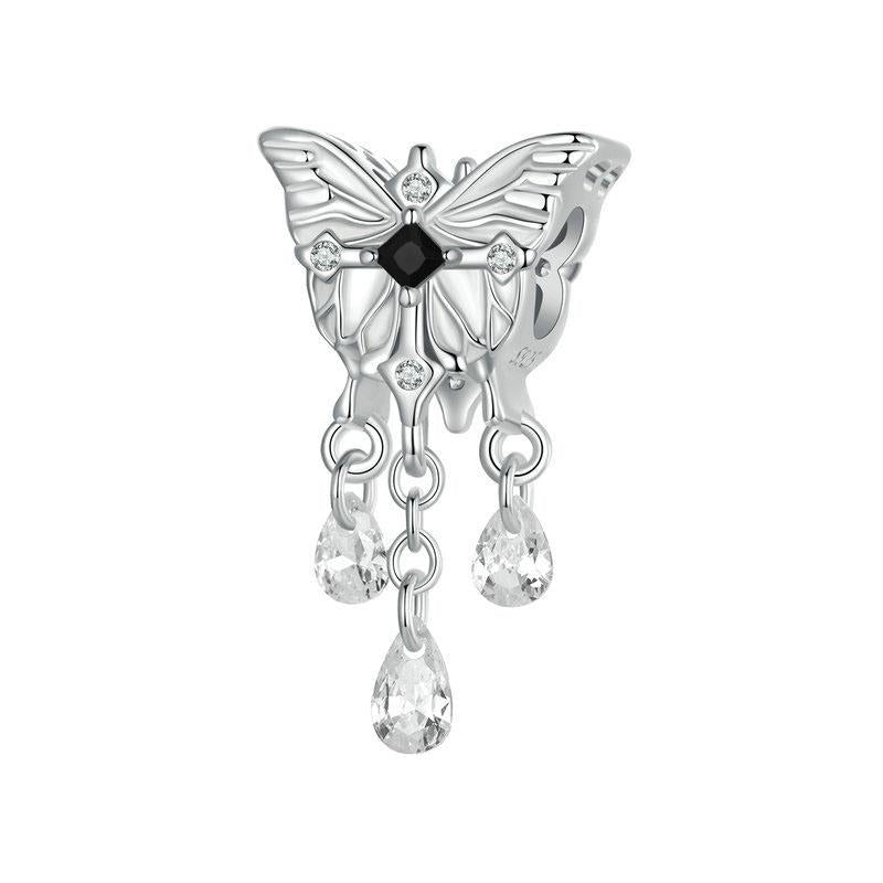 Butteryfly Crystal Sterling Silver Zircon CZ Bead Charm Pendant Bracelet Necklace