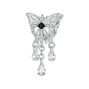 Butteryfly Crystal Sterling Silver Zircon CZ Bead Charm Pendant Bracelet Necklace