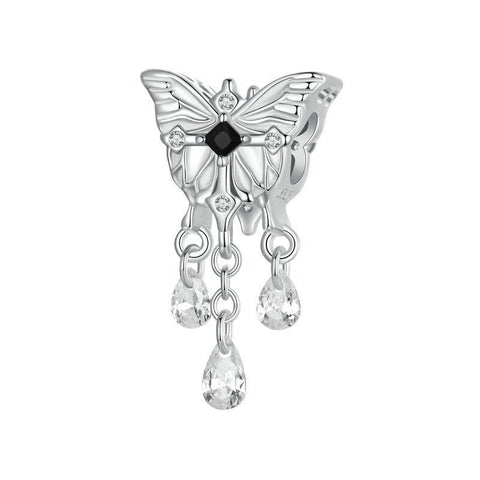Butteryfly Crystal Sterling Silver Zircon CZ Bead Charm Pendant Bracelet Necklace