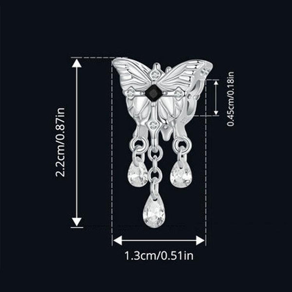 Butteryfly Crystal Sterling Silver Zircon CZ Bead Charm Pendant Bracelet Necklace