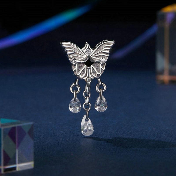 Butteryfly Crystal Sterling Silver Zircon CZ Bead Charm Pendant Bracelet Necklace