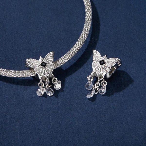 Butteryfly Crystal Sterling Silver Zircon CZ Bead Charm Pendant Bracelet Necklace