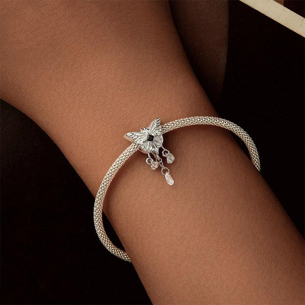 Butteryfly Crystal Sterling Silver Zircon CZ Bead Charm Pendant Bracelet Necklace