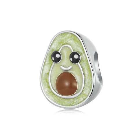 Avocado Enamel Sterling Silver Bead Charm Bracelet Necklace Pendant