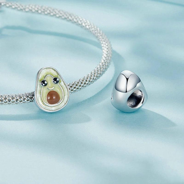 Avocado Enamel Sterling Silver Bead Charm Bracelet Necklace Pendant