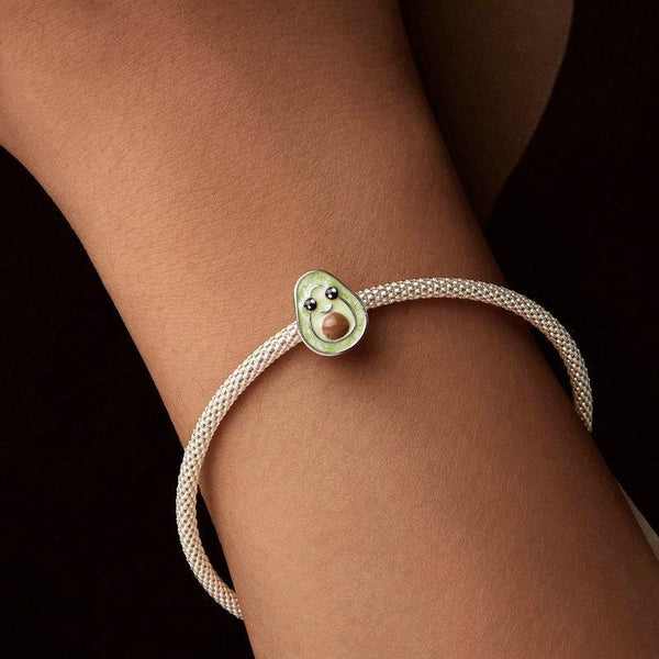 Avocado Enamel Sterling Silver Bead Charm Bracelet Necklace Pendant