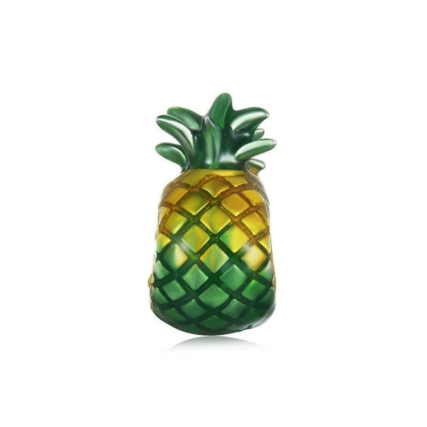 Pineapple Enamel Sterling Silver Bead Charm Bracelet Necklace Pendant