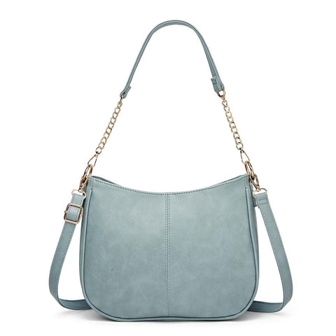 Faux PU Leather Crossbody Shoulder Bag Detachable Strap Blue