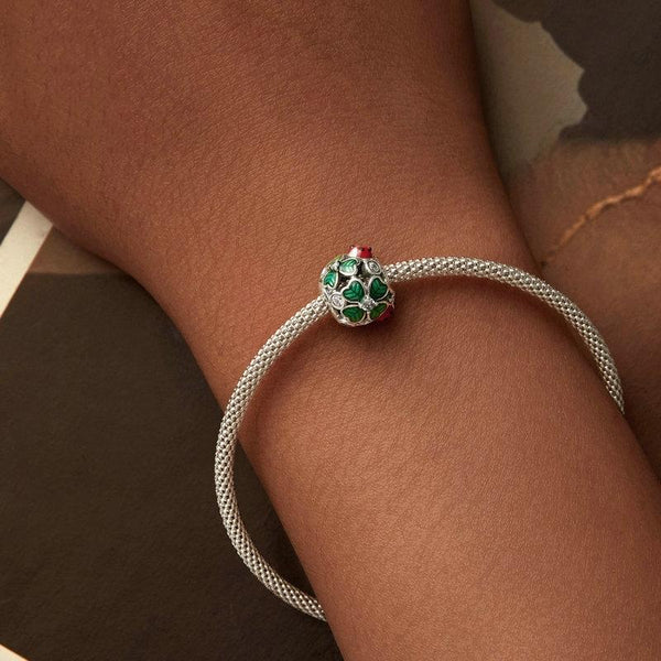 Ladybird Clover Enamel Sterling Silver Bead Charm Bracelet Necklace Pendant