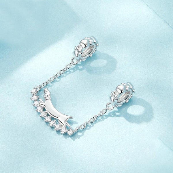 Dachshund Sterling Silver CZ Bead Charm Bracelet Necklace Pendant