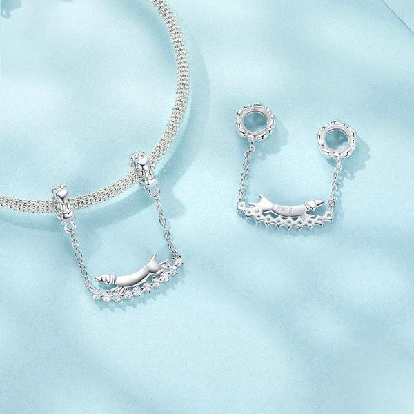 Dachshund Sterling Silver CZ Bead Charm Bracelet Necklace Pendant