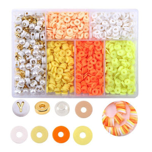Soft Clay Pottery Bead Set For DIY Bracelets Necklaces 6 Designs Orange