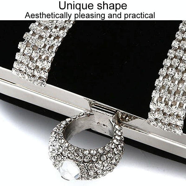 Velvet Evening Clutch Bag Handbag Rhinestone Wedding Party Banquet Red