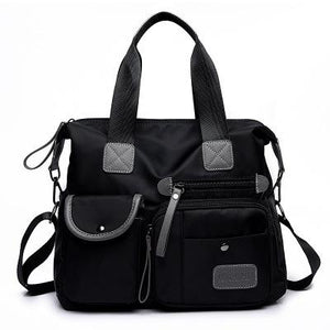 Nylon Waterproof Oxford Cloth Shoulder Bag Handbag Multi Pocket Black