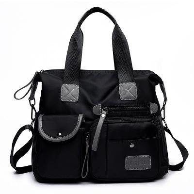 Nylon Waterproof Oxford Cloth Shoulder Bag Handbag Multi Pocket Black