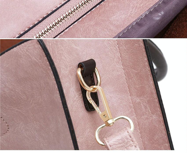3 Pce Faux PU Leather Tote Crossbody Shoulder Clutch Bag Pouch Brown