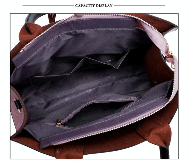 3 Pce Faux PU Leather Tote Crossbody Shoulder Clutch Bag Pouch Brown