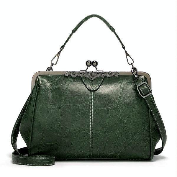 Purse Style Clasp PU Leather Crossbody Shoulder Bag Handbag Vintage Buckle Green