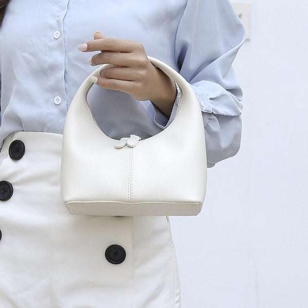 Faux PU Leather Womens Bag Handbag Sleek One Piece Design Off White