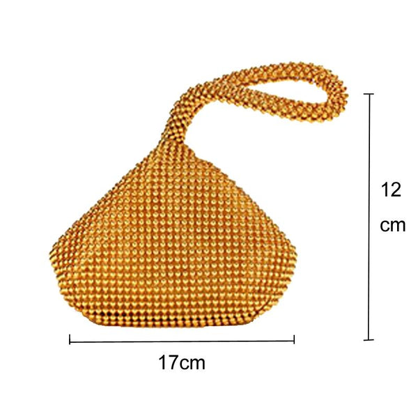 Soft Beaded Womens Evening Wedding Party Clutch Wrist Bag Gold