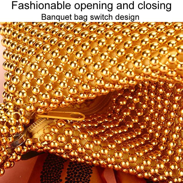 Soft Beaded Womens Evening Wedding Party Clutch Wrist Bag Gold